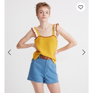 Colorblock Crocheted Ruffle-Strap Sweater Tank